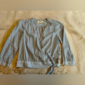 Madewell cropped wrap shirt.